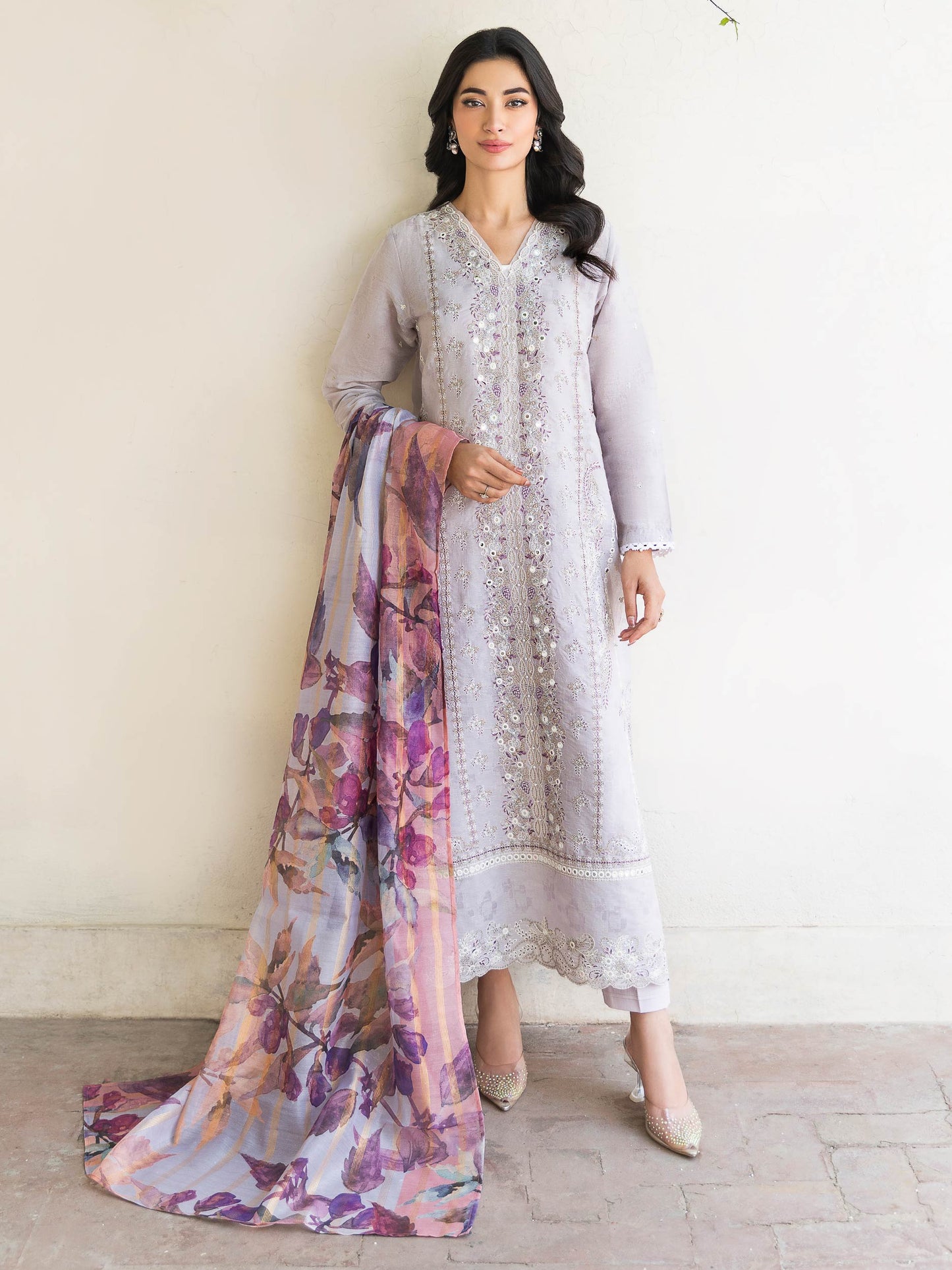 3 Piece Jacquard Suit-Embroidered (Unstitched)