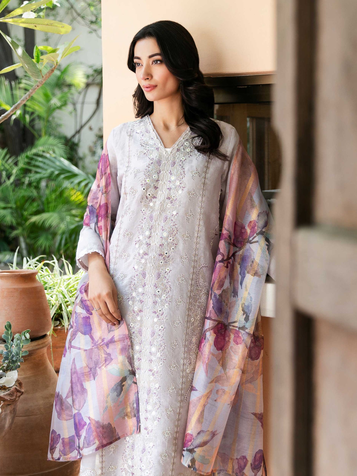 3 Piece Jacquard Suit-Embroidered (Unstitched)