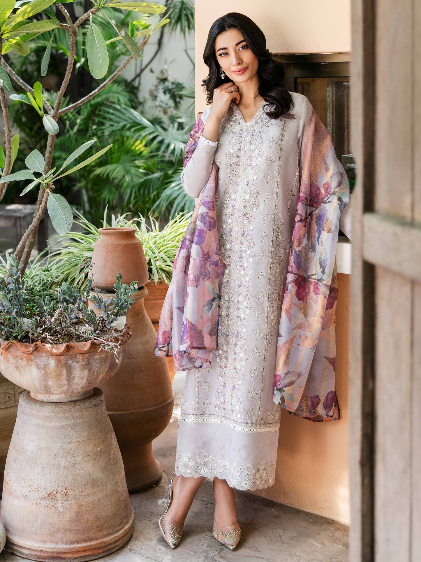 3 Piece Jacquard Suit-Embroidered (Unstitched)