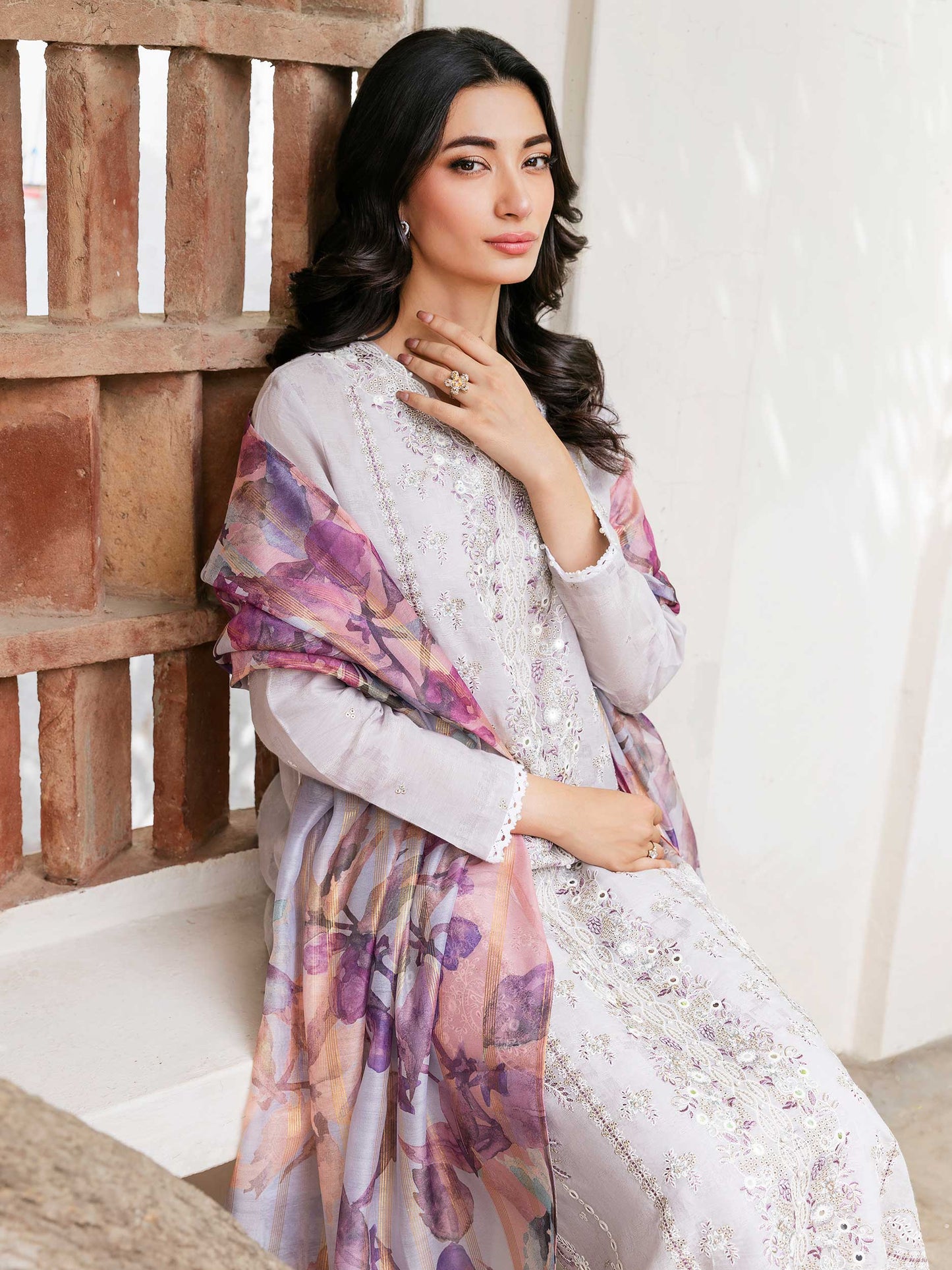 3 Piece Jacquard Suit-Embroidered (Unstitched)