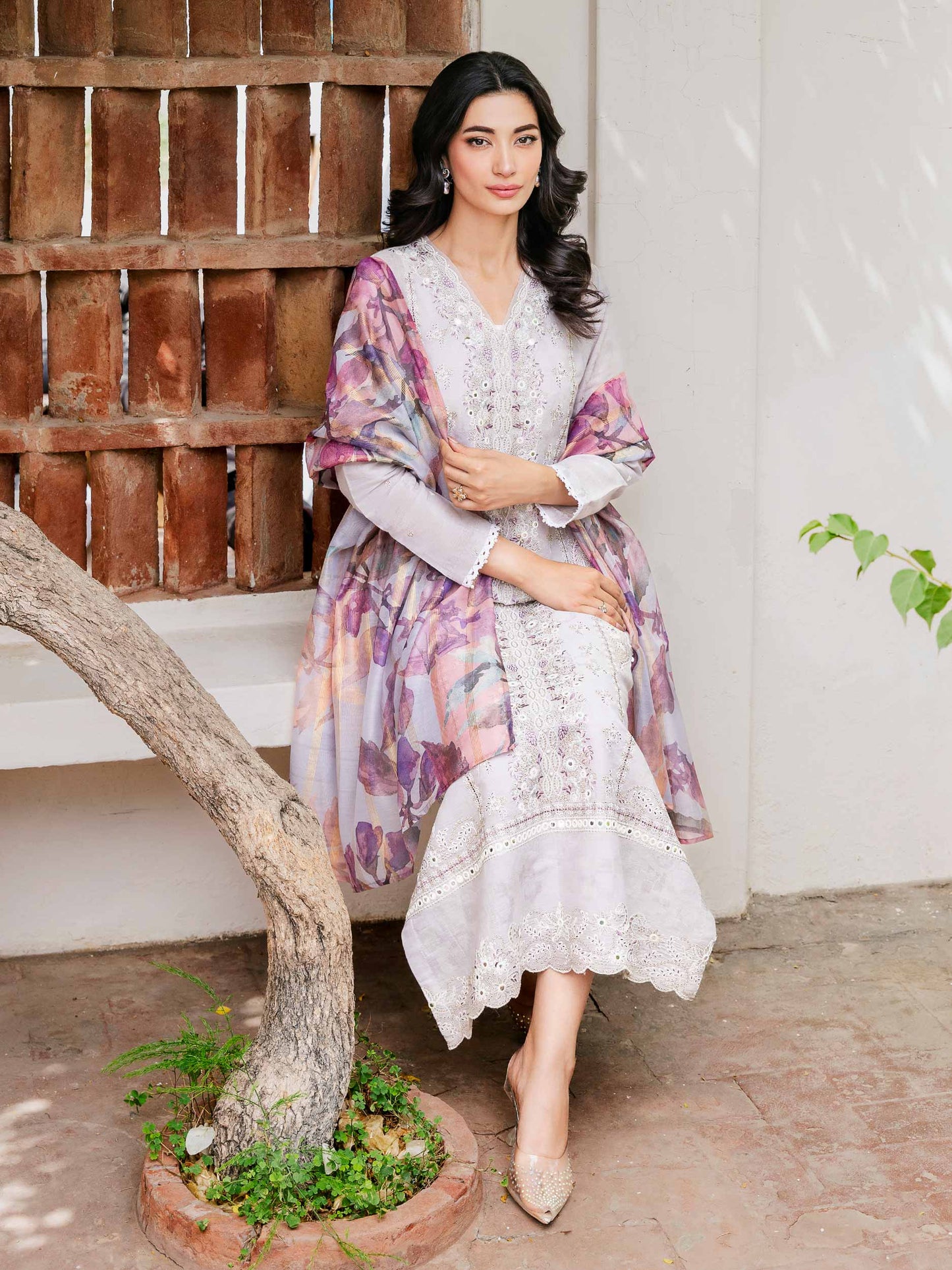 3 Piece Jacquard Suit-Embroidered (Unstitched)