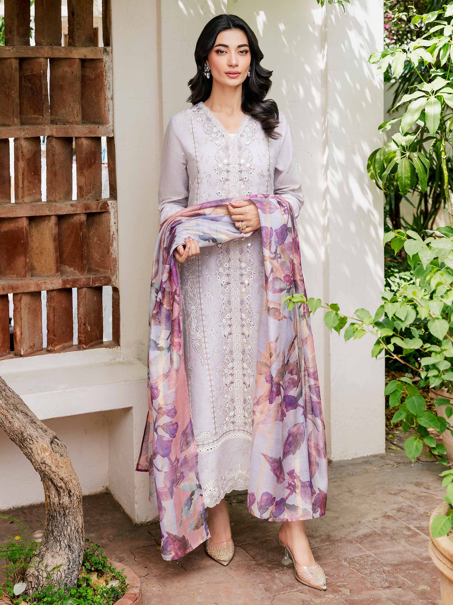 3 Piece Jacquard Suit-Embroidered (Unstitched)