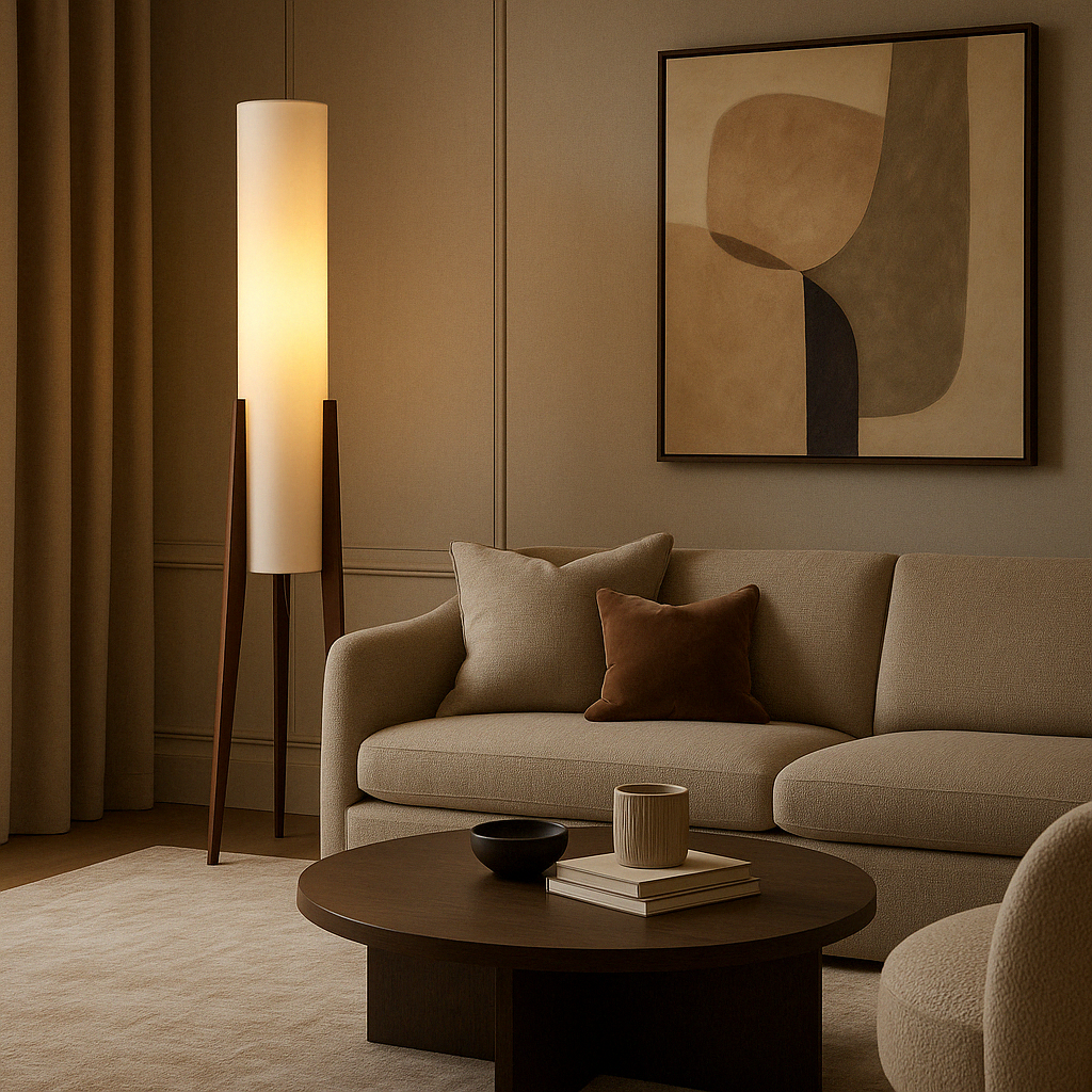 Lampa podłogowa z litego orzecha stoleowego - elegancki dodatek do Twojego wnętrza