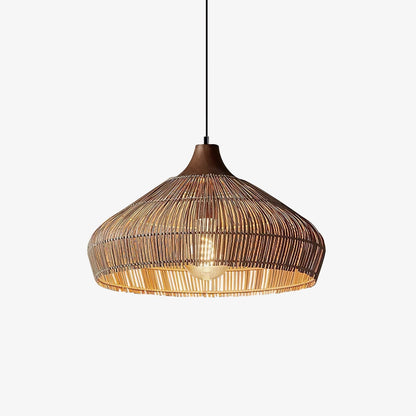 lampada a sospensione in vimini e rattan con design elegante