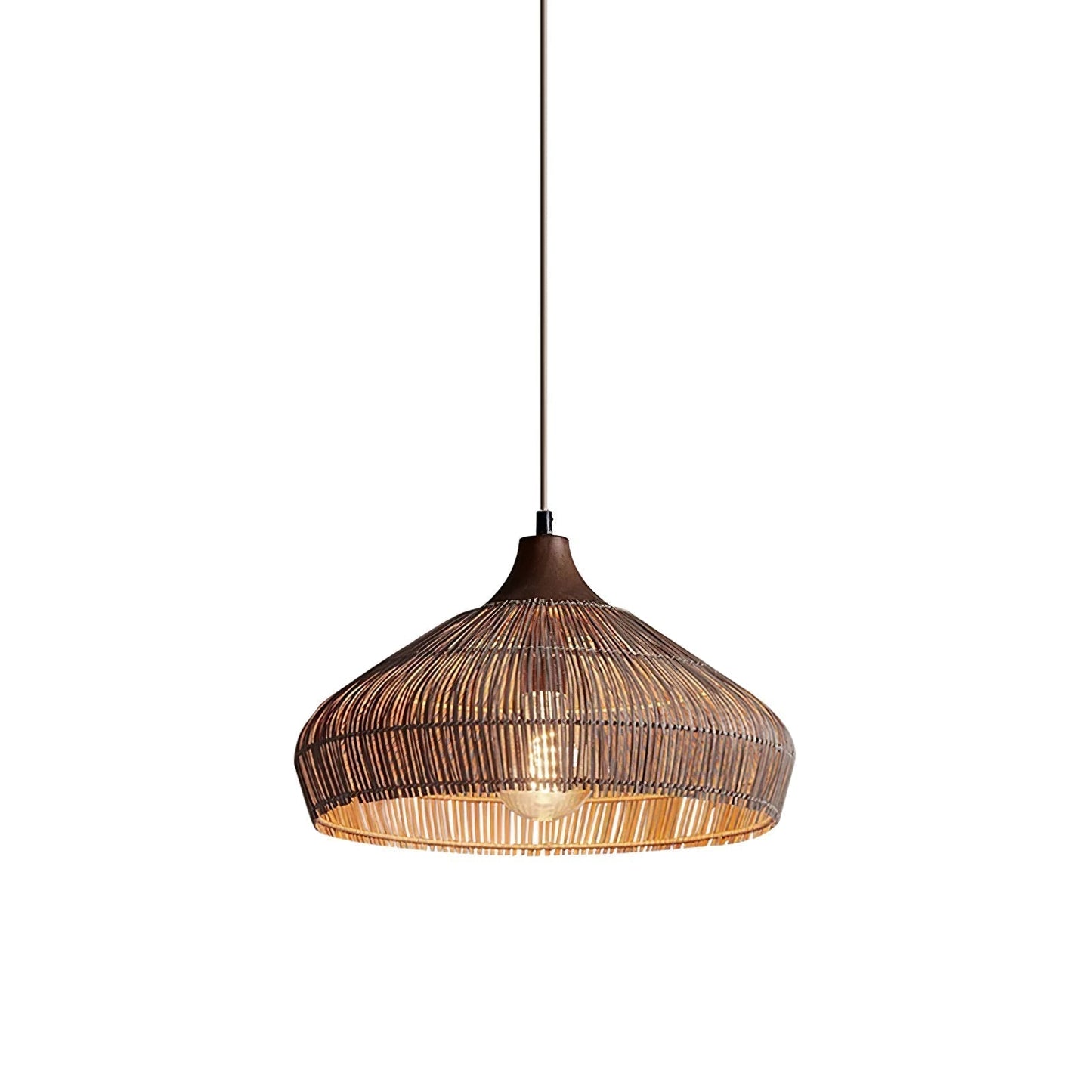 lampada a sospensione in vimini e rattan con design elegante