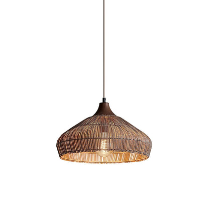 lampada a sospensione in vimini e rattan con design elegante