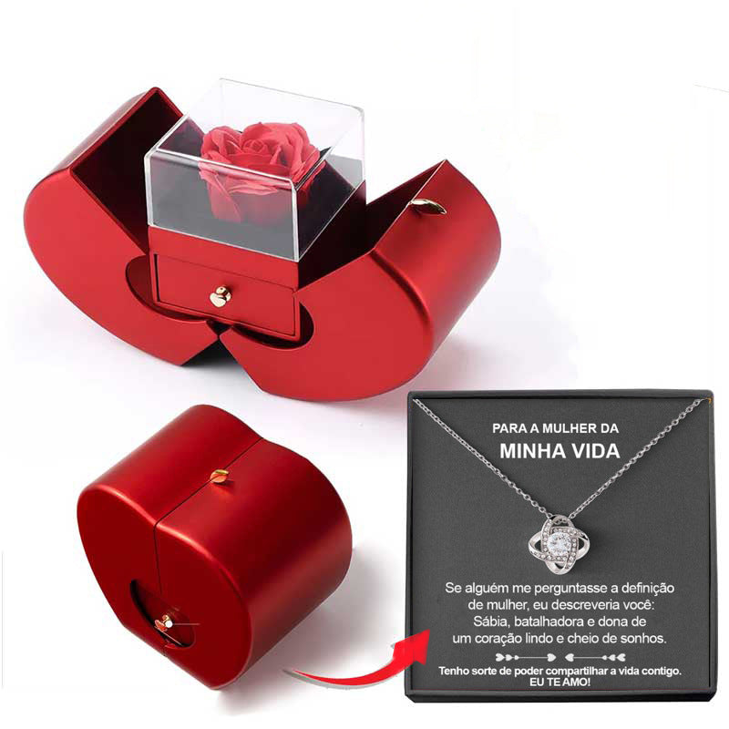 Charming Red Apple Jewelry Box with Eternal Rose - Perfect Gift for Christmas, Mother's Day, and Valentine's Day for Her!
