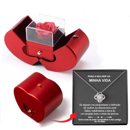 Charming Red Apple Jewelry Box with Eternal Rose - Perfect Gift for Christmas, Mother's Day, and Valentine's Day for Her!