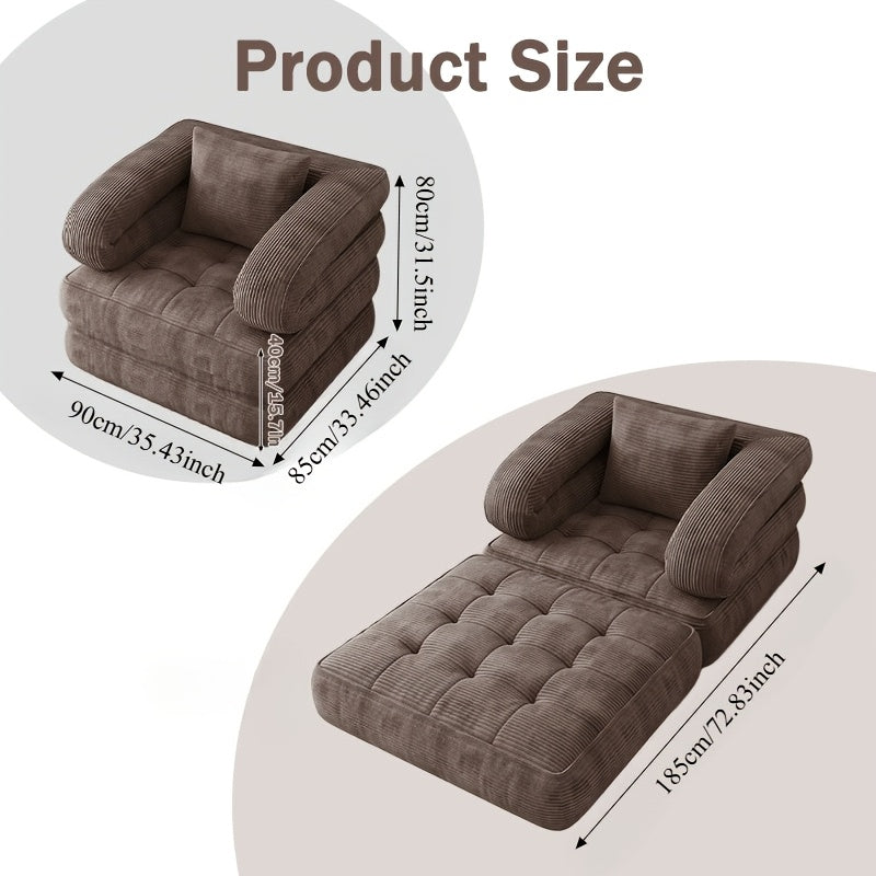 Sofá cama convertible — No requiere montaje, espuma de alta densidad, tejido suave y agradable para la piel | 6 en 1: asientos versátiles para espacios pequeños: cine, descanso, oficina, sillón reclinable y ocio