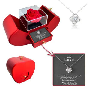 Charming Red Apple Jewelry Box with Eternal Rose - Perfect Gift for Christmas, Mother's Day, and Valentine's Day for Her!