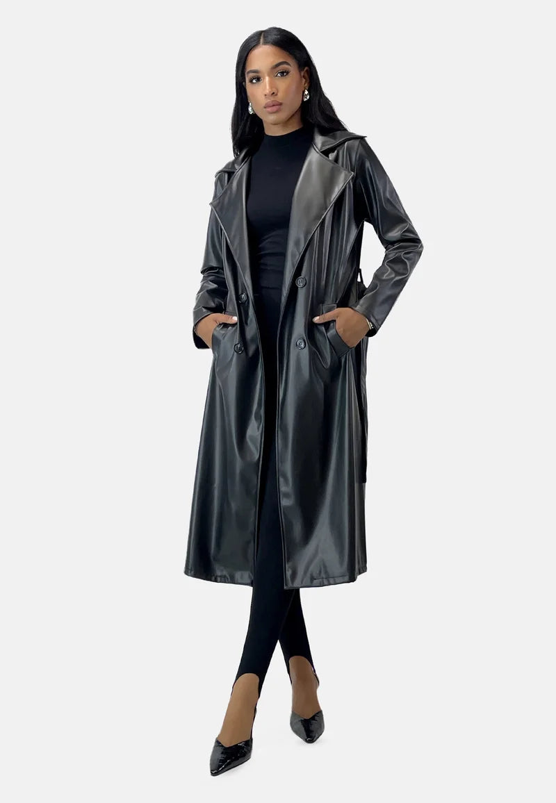 Faux Leather Trenchcoat