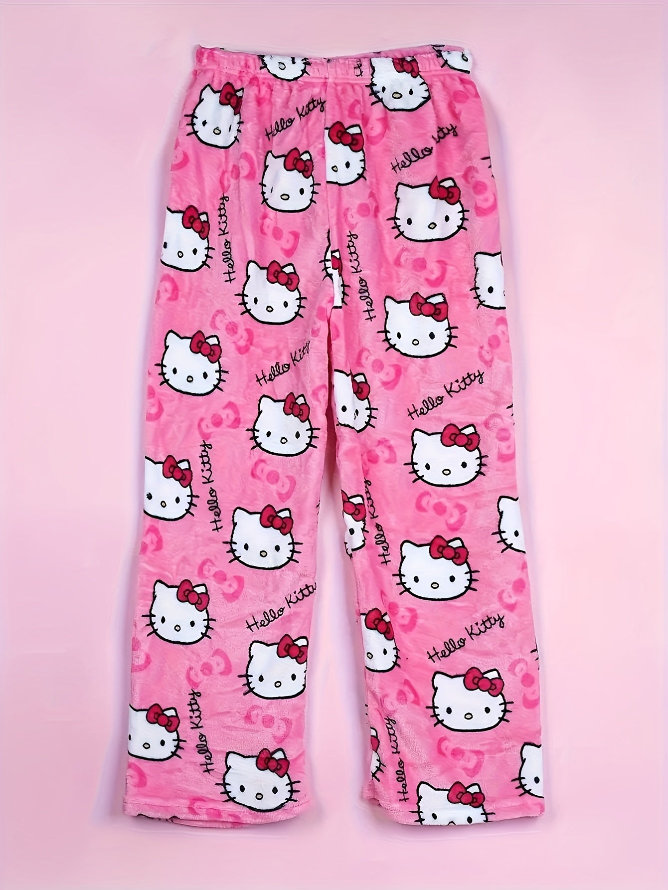 Cozy Hello Kitty Flannel Pajama Bottoms for Women - Ultra-Soft, Warm, and Comfy Anime Print Lounge Pants with Relaxed Fit, Perfect for Lounging, Sleepwear, and Casual Daily Wear