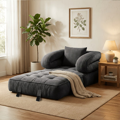 Modern Tatami Cloud Space-Saving Corduroy Upholstery Memory Foam Double-Layer Foldable Convertible No Assembly Required Sofa Bed Couch for Living Room Bedroom Apartment Office
