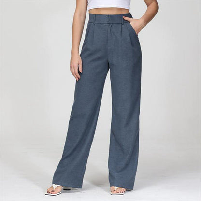 Hochbundhose - Damenhose mit weitem Bein und Taschen