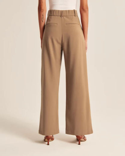 Hochbundhose - Damenhose mit weitem Bein und Taschen