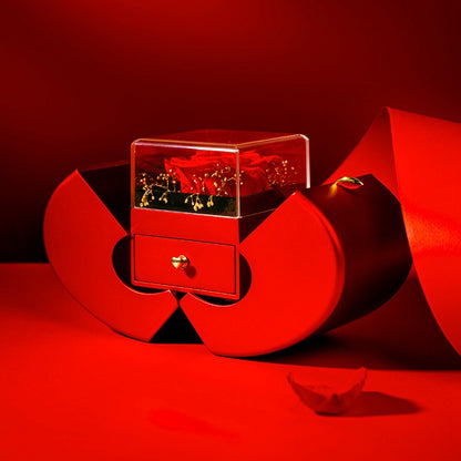 Charming Red Apple Jewelry Box with Eternal Rose - Perfect Gift for Christmas, Mother's Day, and Valentine's Day for Her!