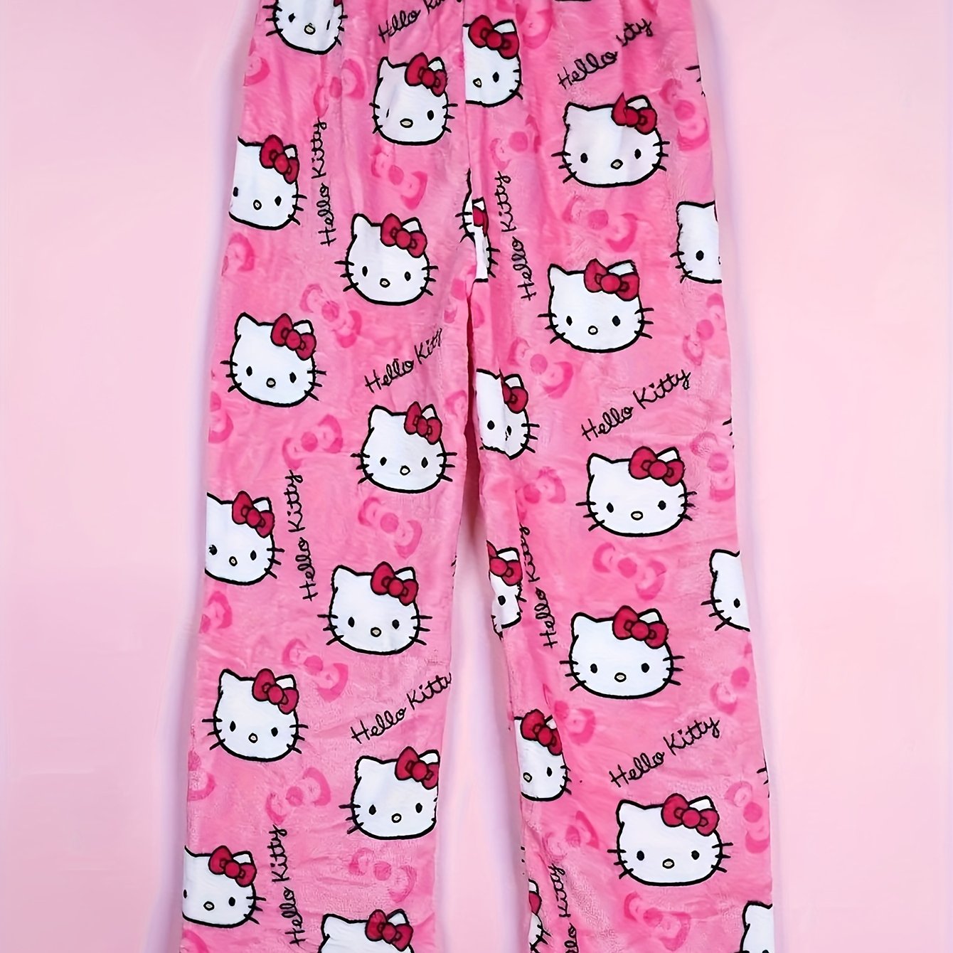 Cozy Hello Kitty Flannel Pajama Bottoms for Women - Ultra-Soft, Warm, and Comfy Anime Print Lounge Pants with Relaxed Fit, Perfect for Lounging, Sleepwear, and Casual Daily Wear