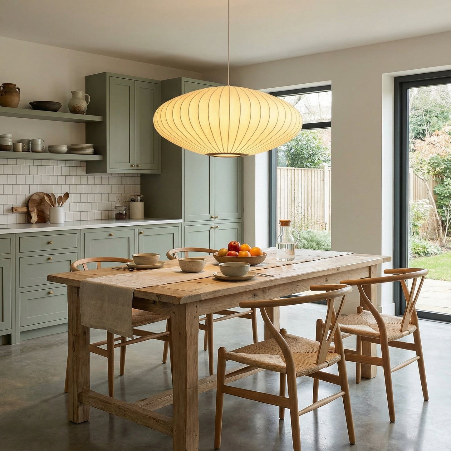 Elegante Lampada a Pendolo in Seta Italiana