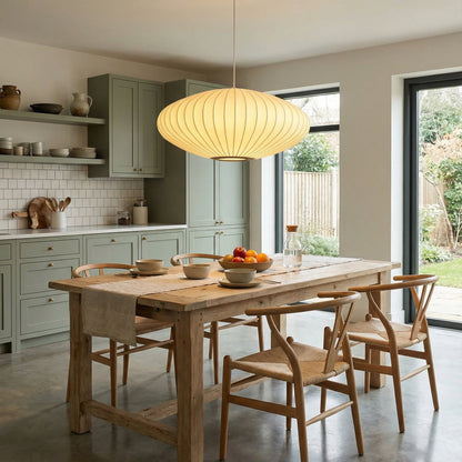 Elegante Lampada a Pendolo in Seta Italiana