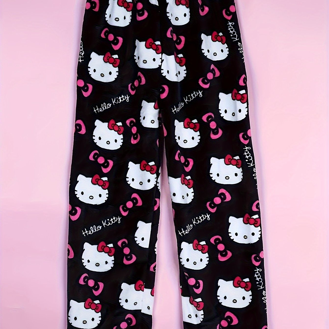 Cozy Hello Kitty Flannel Pajama Bottoms for Women - Ultra-Soft, Warm, and Comfy Anime Print Lounge Pants with Relaxed Fit, Perfect for Lounging, Sleepwear, and Casual Daily Wear