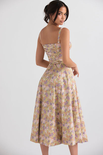 Floral Bustier Midriff Taille Shaper Kleid