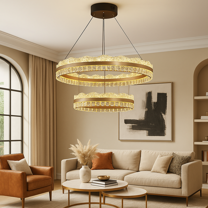 Élégant lustre à deux couches pour un éclat sophistiqué