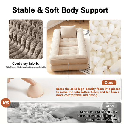 Multi-functional Convertible Sofa Bed—No Assembly Required, High-density Sponge, Soft and Skin-friendly Fabric | Suitable for Small Spaces, Bedrooms, Apartments, RVs as a Multi-position Sofa, Movie Sofa, Lazy Sofa, Office Sofa, Lounger, or Leisure