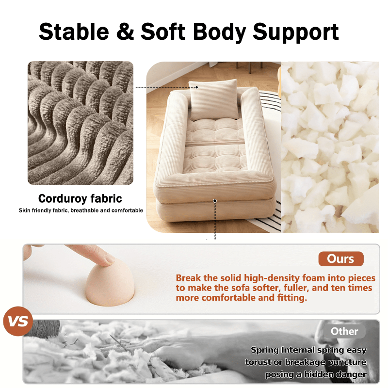 Sofá cama convertible — No requiere montaje, espuma de alta densidad, tejido suave y agradable para la piel | 6 en 1: asientos versátiles para espacios pequeños: cine, descanso, oficina, sillón reclinable y ocio
