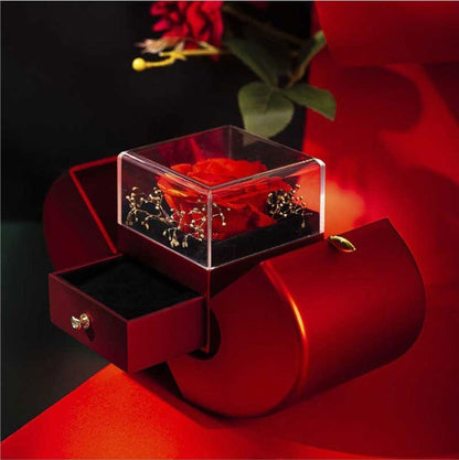 Charming Red Apple Jewelry Box with Eternal Rose - Perfect Gift for Christmas, Mother's Day, and Valentine's Day for Her!