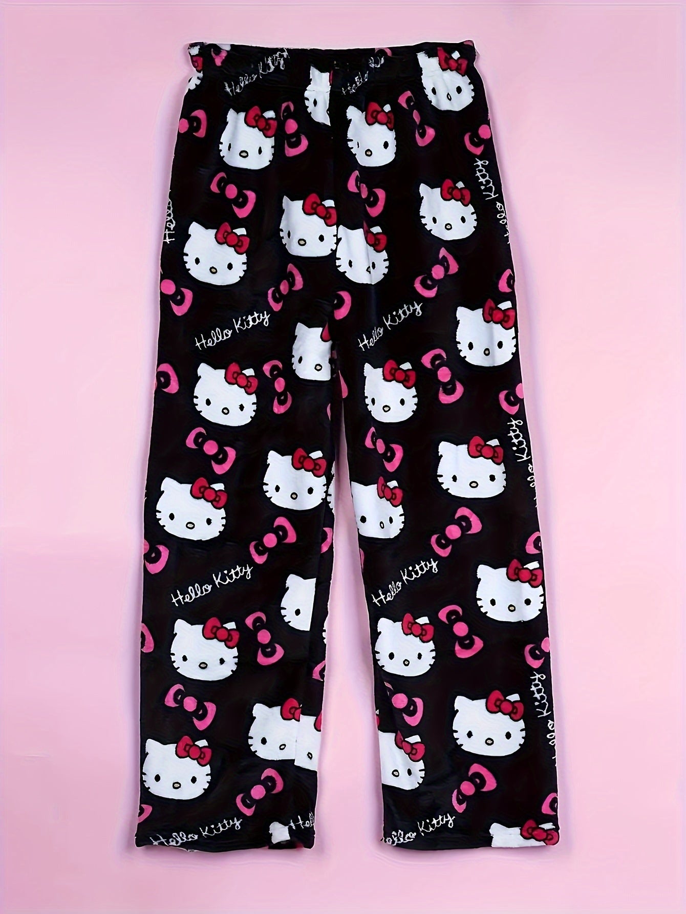 Cozy Hello Kitty Flannel Pajama Bottoms for Women - Ultra-Soft, Warm, and Comfy Anime Print Lounge Pants with Relaxed Fit, Perfect for Lounging, Sleepwear, and Casual Daily Wear