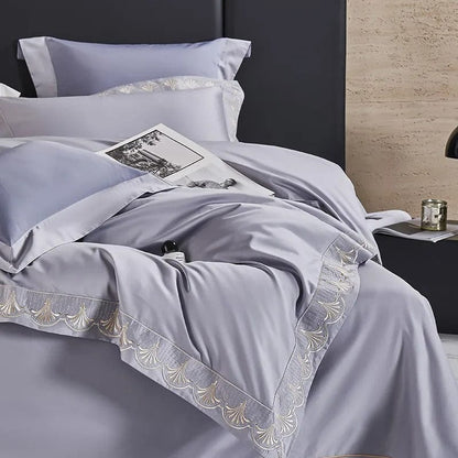 Luxxe Grey Duvet Cover Set (Long-Staple Sateen Cotton)