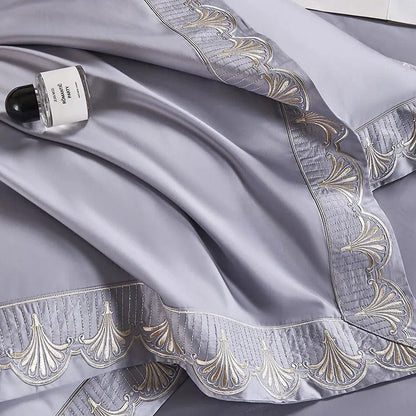 Luxxe Grey Duvet Cover Set (Long-Staple Sateen Cotton)