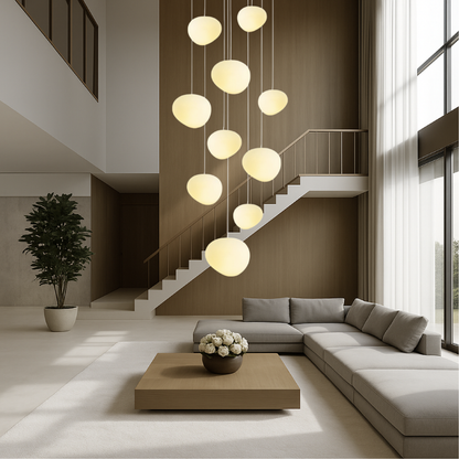 Nordic-Inspired Staircase Chandelier — Creative Modern Lighting for Hallways
