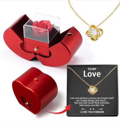 Charming Red Apple Jewelry Box with Eternal Rose - Perfect Gift for Christmas, Mother's Day, and Valentine's Day for Her!