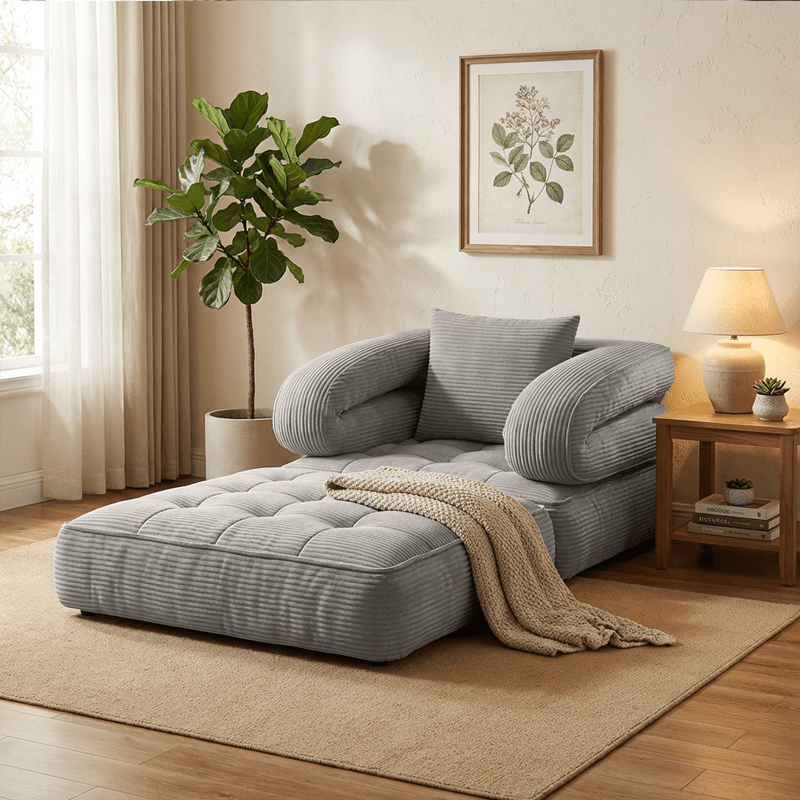 Modern Tatami Cloud Space-Saving Corduroy Upholstery Memory Foam Double-Layer Foldable Convertible No Assembly Required Sofa Bed Couch for Living Room Bedroom Apartment Office