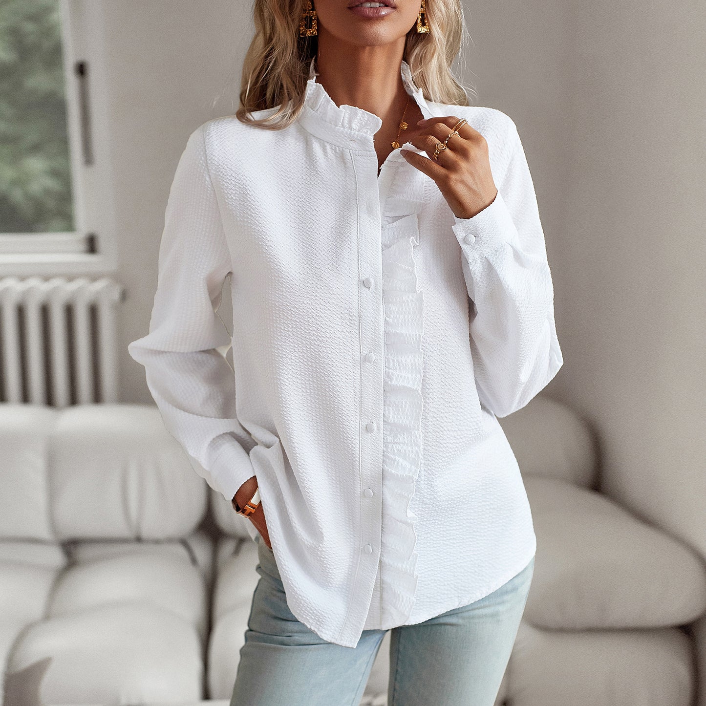 Elegant Ruffle Sleeve Blouse