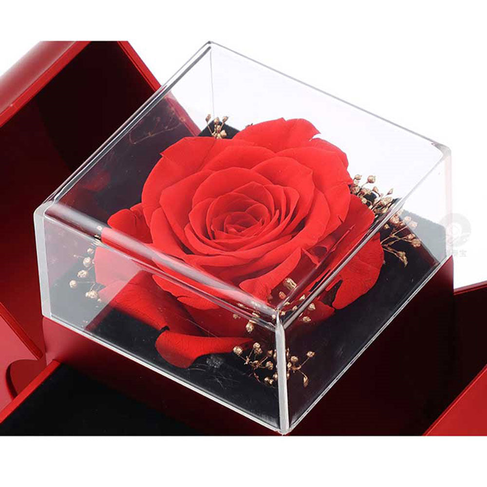 Charming Red Apple Jewelry Box with Eternal Rose - Perfect Gift for Christmas, Mother's Day, and Valentine's Day for Her!