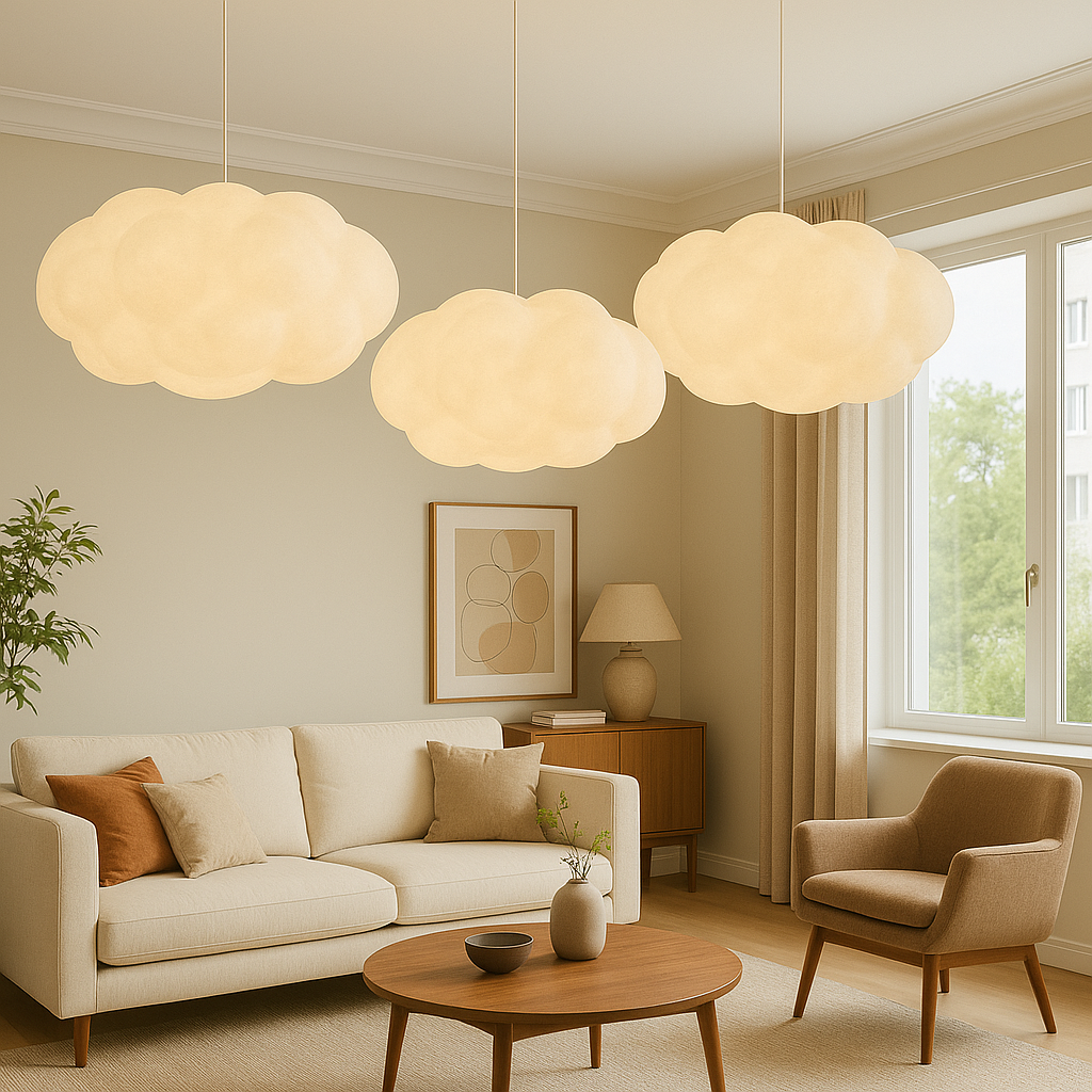 Lustra pendul pentru nori, iluminat de ambient pentru un decor aerisit și elegant