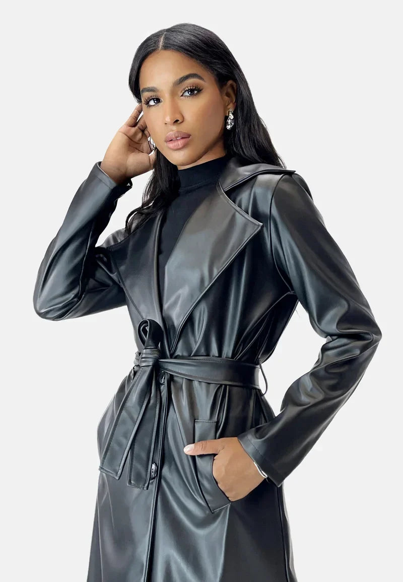 Faux Leather Trenchcoat