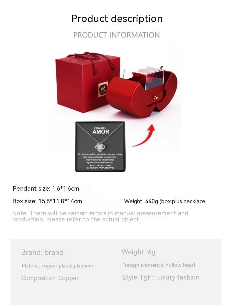 Charming Red Apple Jewelry Box with Eternal Rose - Perfect Gift for Christmas, Mother's Day, and Valentine's Day for Her!