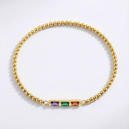 Personalized Baguette Birthstone Beaded Bracelet