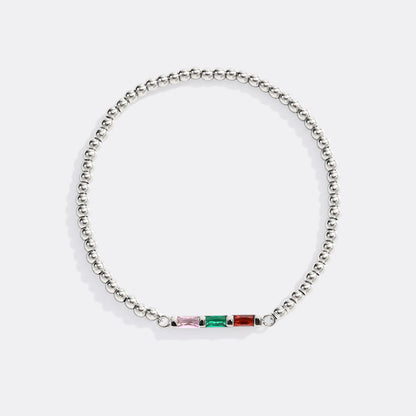 Personalized Baguette Birthstone Beaded Bracelet