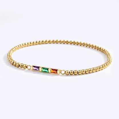 Personalized Baguette Birthstone Beaded Bracelet