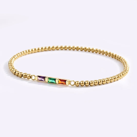 Personalized Baguette Birthstone Beaded Bracelet