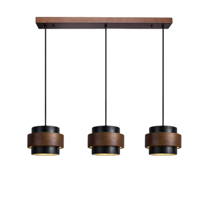 Lustre Suspendu à Trois Têtes en Travertin Noire Élégant