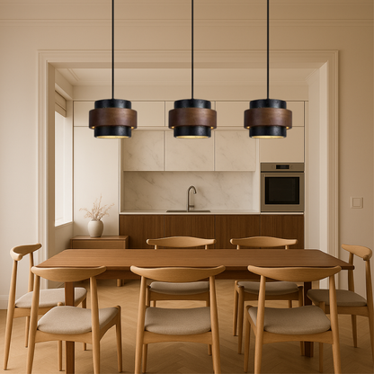 Three-Head Black Travertine Pendant Light — Modern Ceiling Fixture