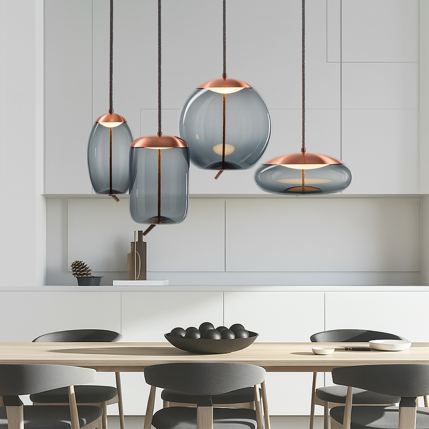 Lustre suspendu Hempoire en or rose pour une ambiance élégante et chaleureuse