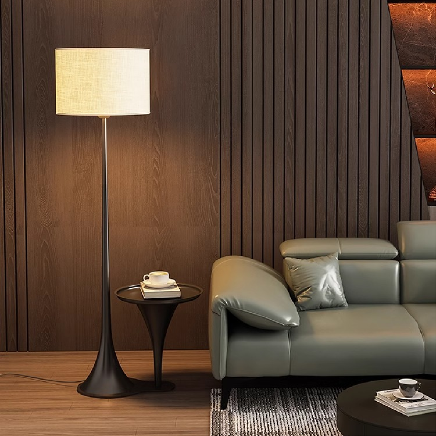 Elegance und Lavendel - Andero's Seidenglänzende Stehlampe
