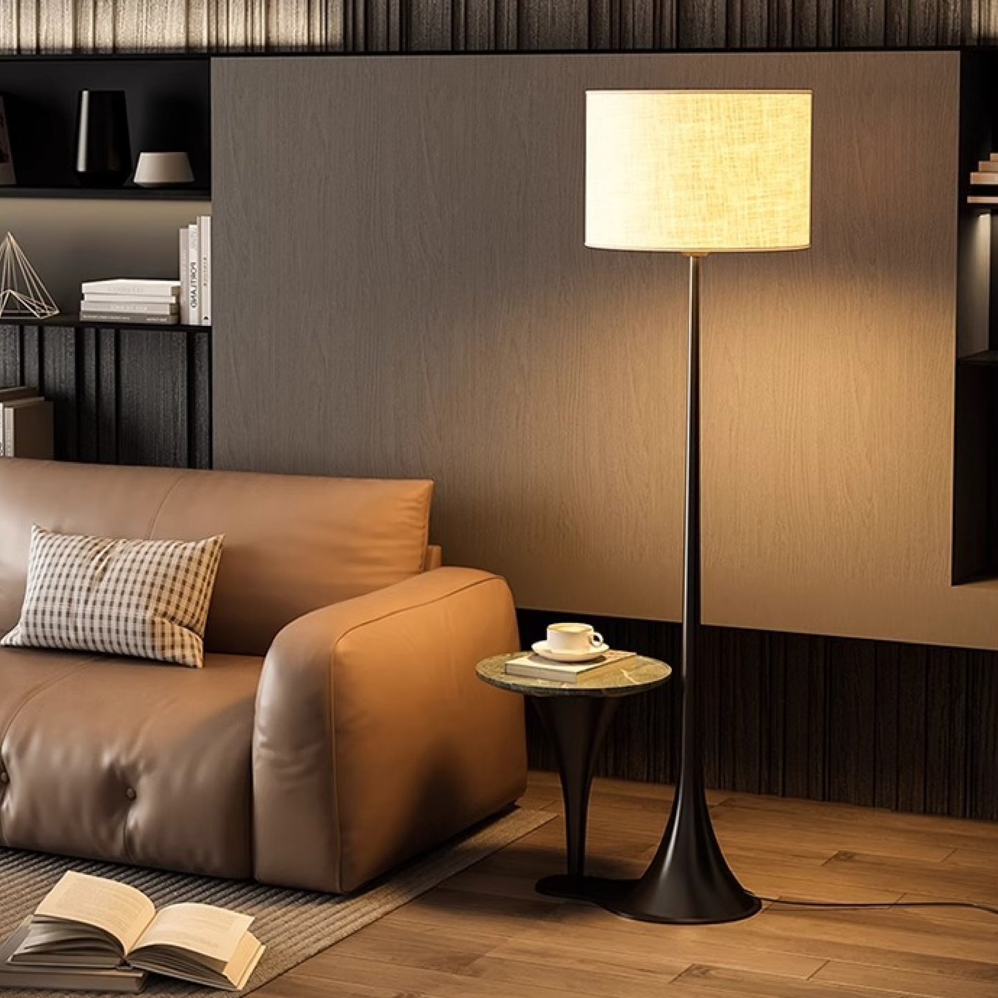 Elegance und Lavendel - Andero's Seidenglänzende Stehlampe