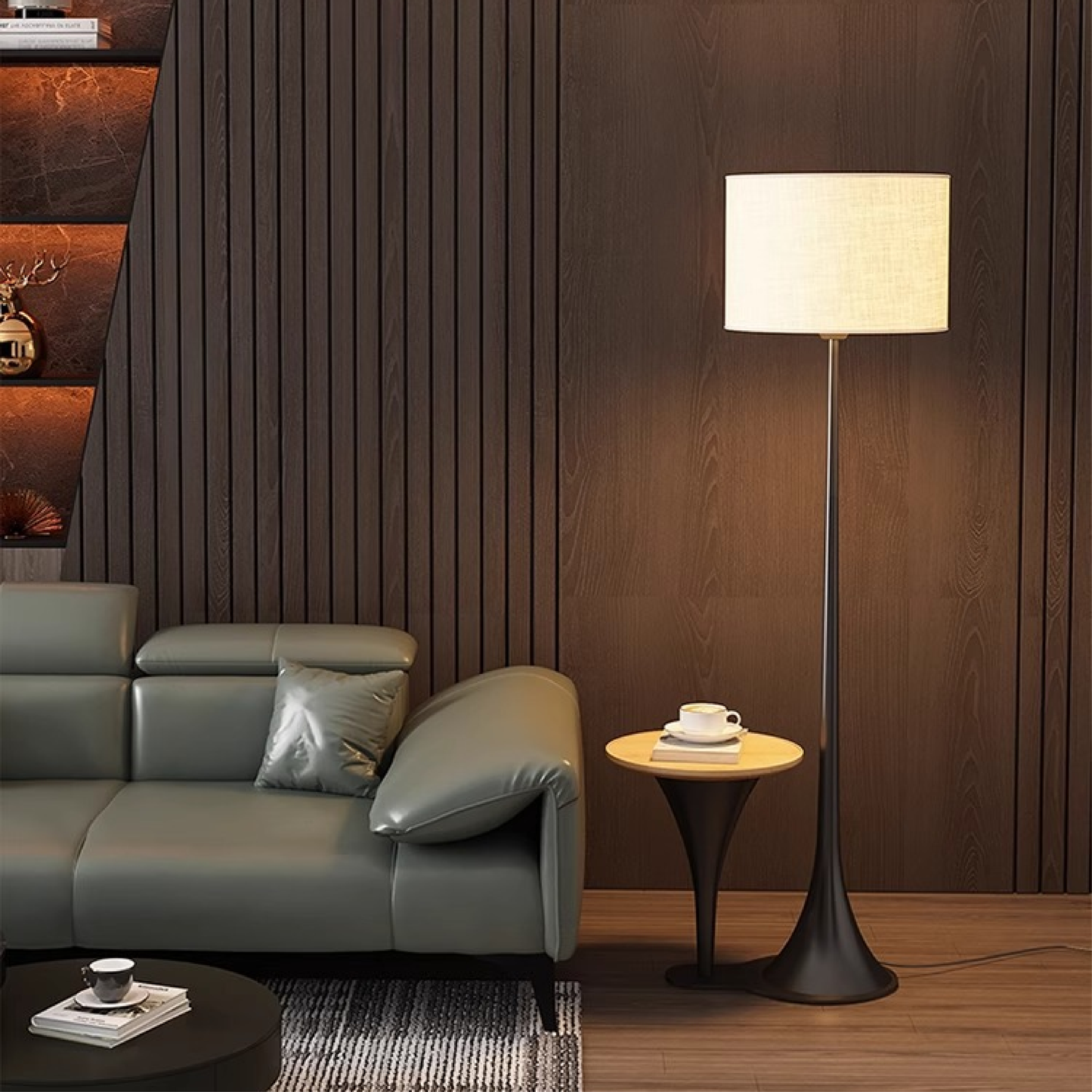 Elegance und Lavendel - Andero's Seidenglänzende Stehlampe